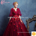 High-end Dark Red Kayting Ladies Chiffon Two Piece Party Wear Long Evening Dresses